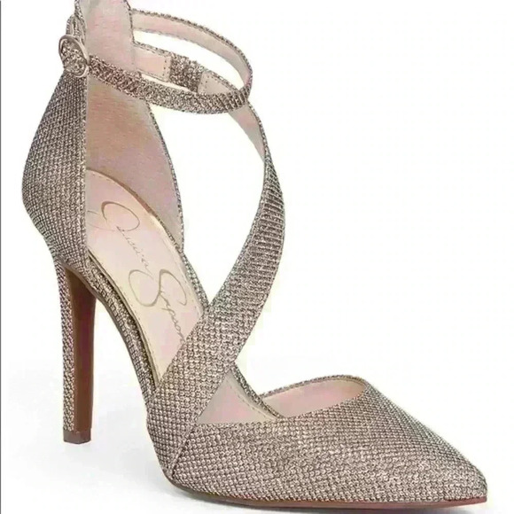 Jessica Simpson Shoes - JESSICA SIMPSON Women's Metallic Glitter Castana Mesh D'Orsay Pumps Size 8M